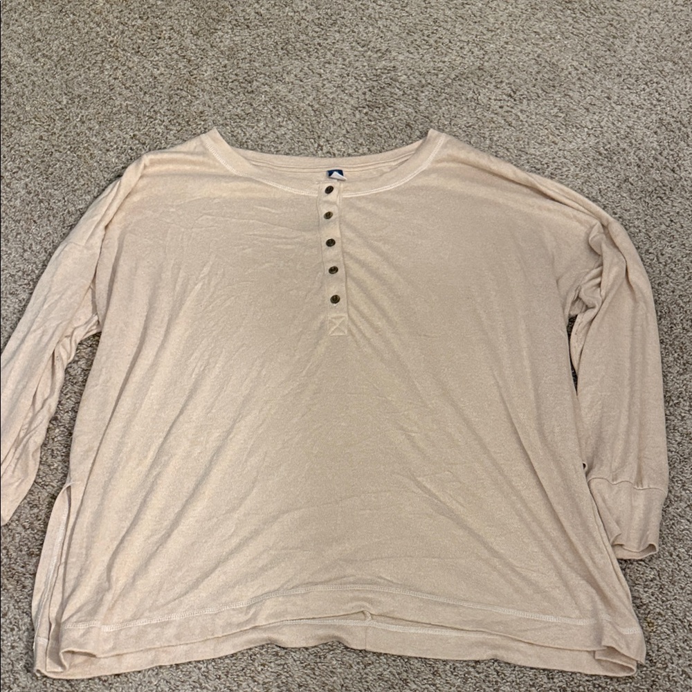 Women's Cream Button-Up Henley Top